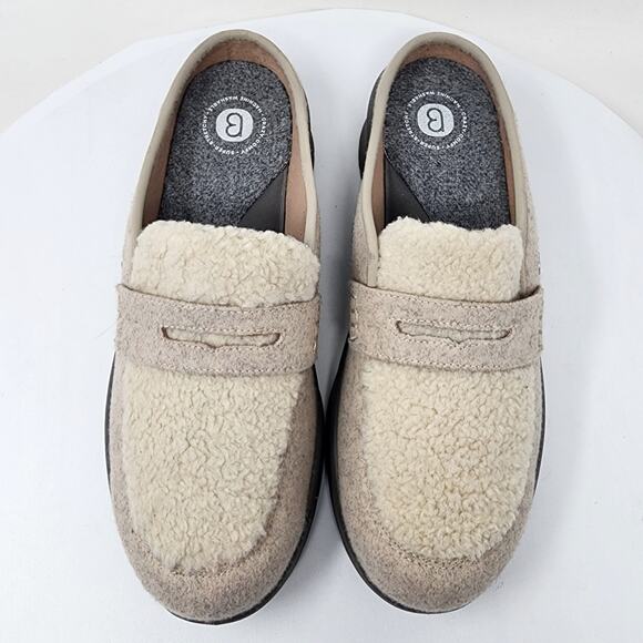 Bzees Georgia Mule Penny Loafer Women 10M Pink & Ivory Faux Fur Slip-on 9909198 - Picture 3 of 12